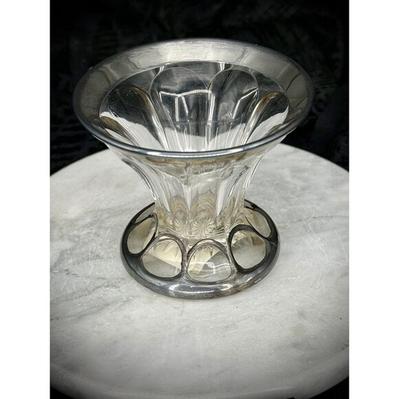Heisey #351 Priscilla Violet Vase with Silver Overlay